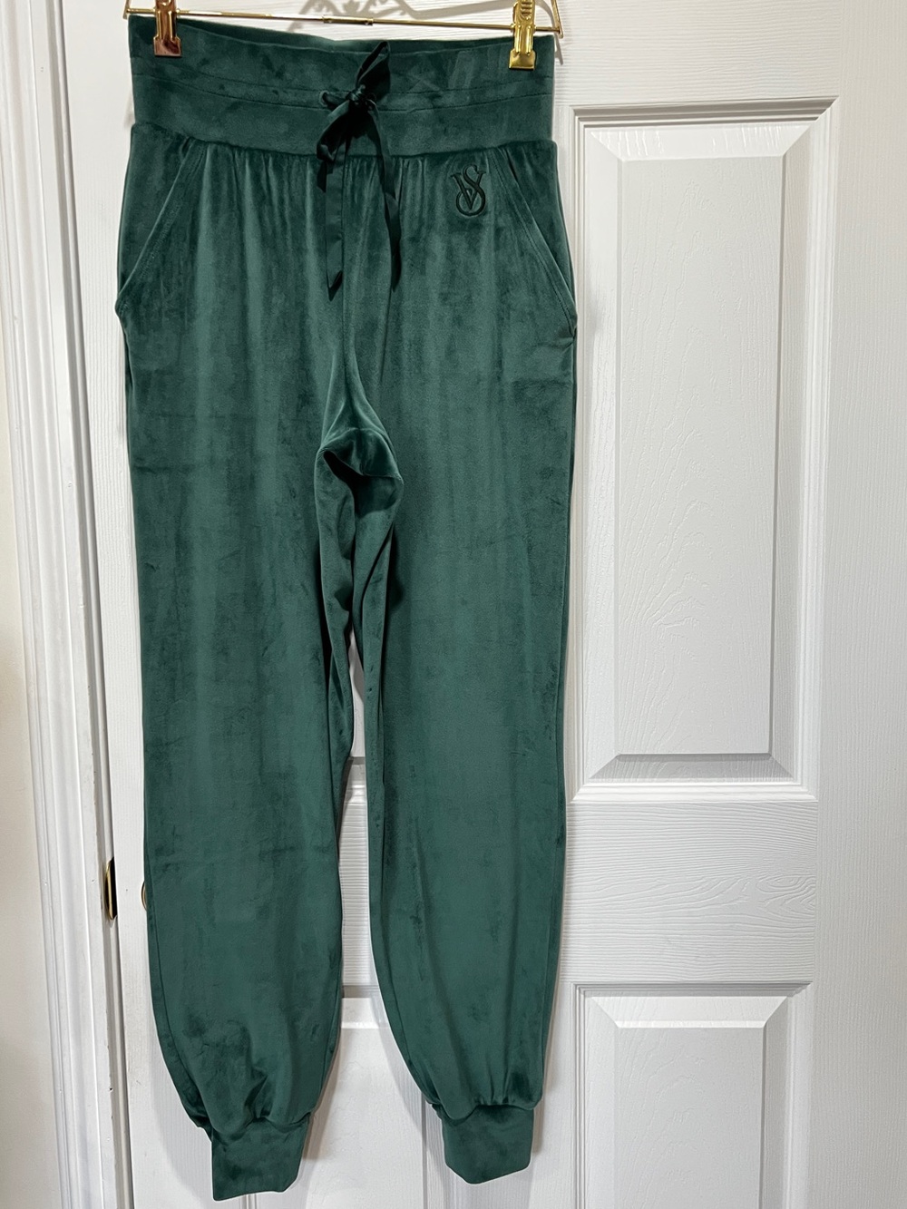 Victoria's Secret Velour Jogger Pants Size XS Green Buttery Soft Comfy Lounge